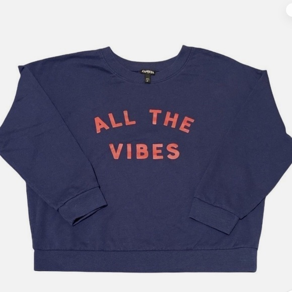 Express Navy Sweatshirt with Red Text - Picture 1 of 2
